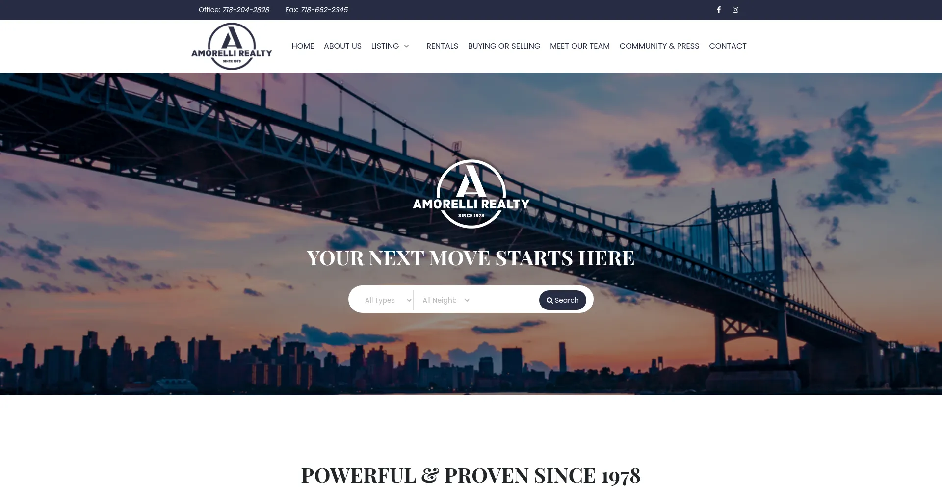 Website screenshot of Amorellirealty.com