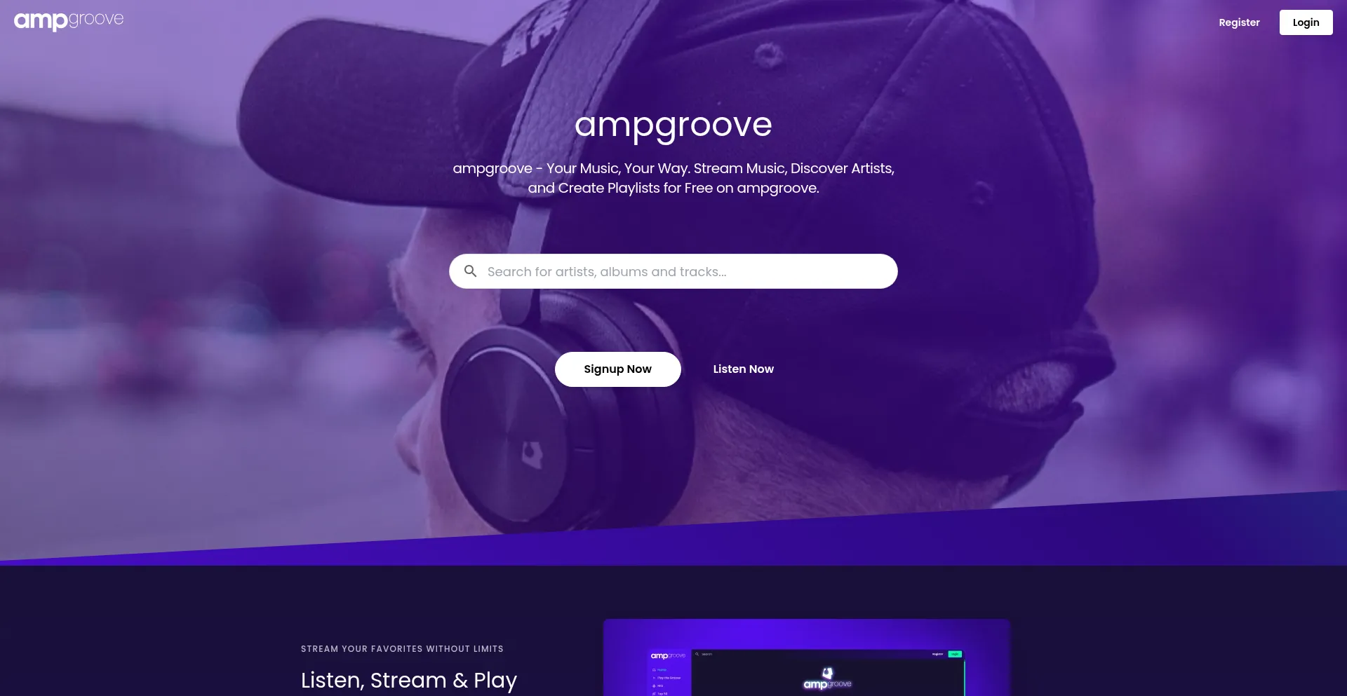 Website screenshot of Ampgroove.com