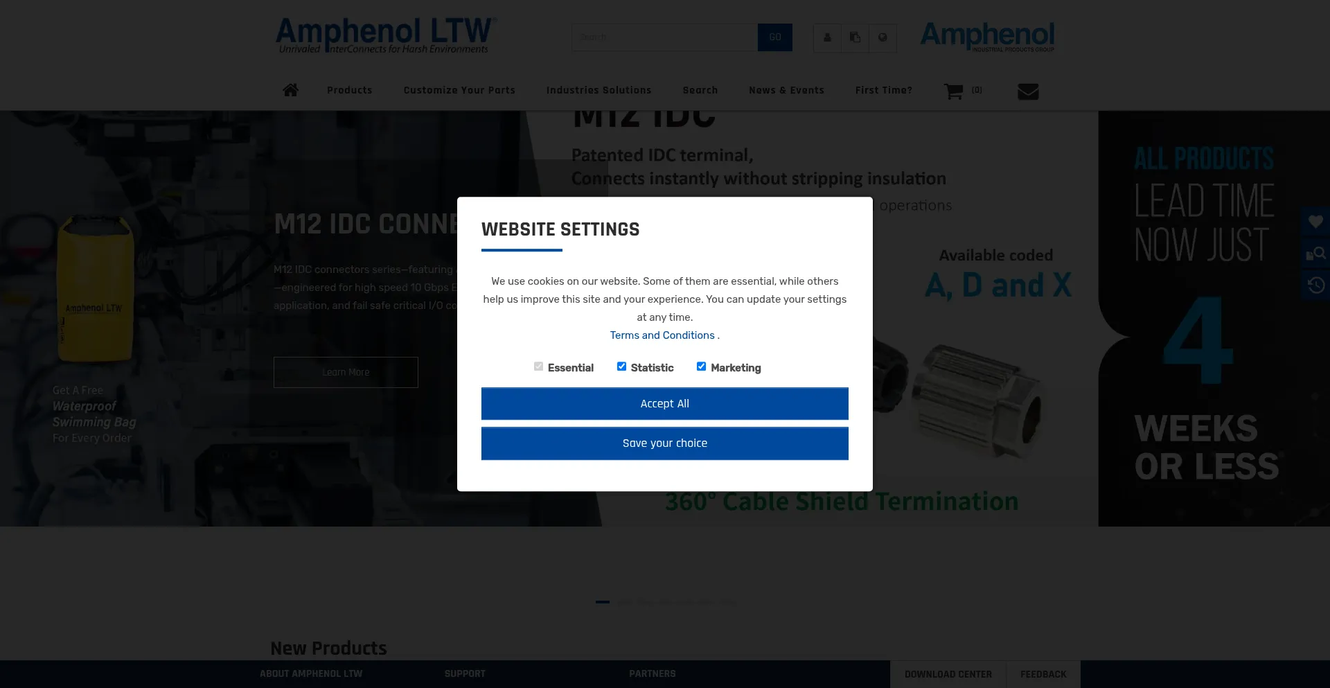 Website screenshot of Amphenolltw.com