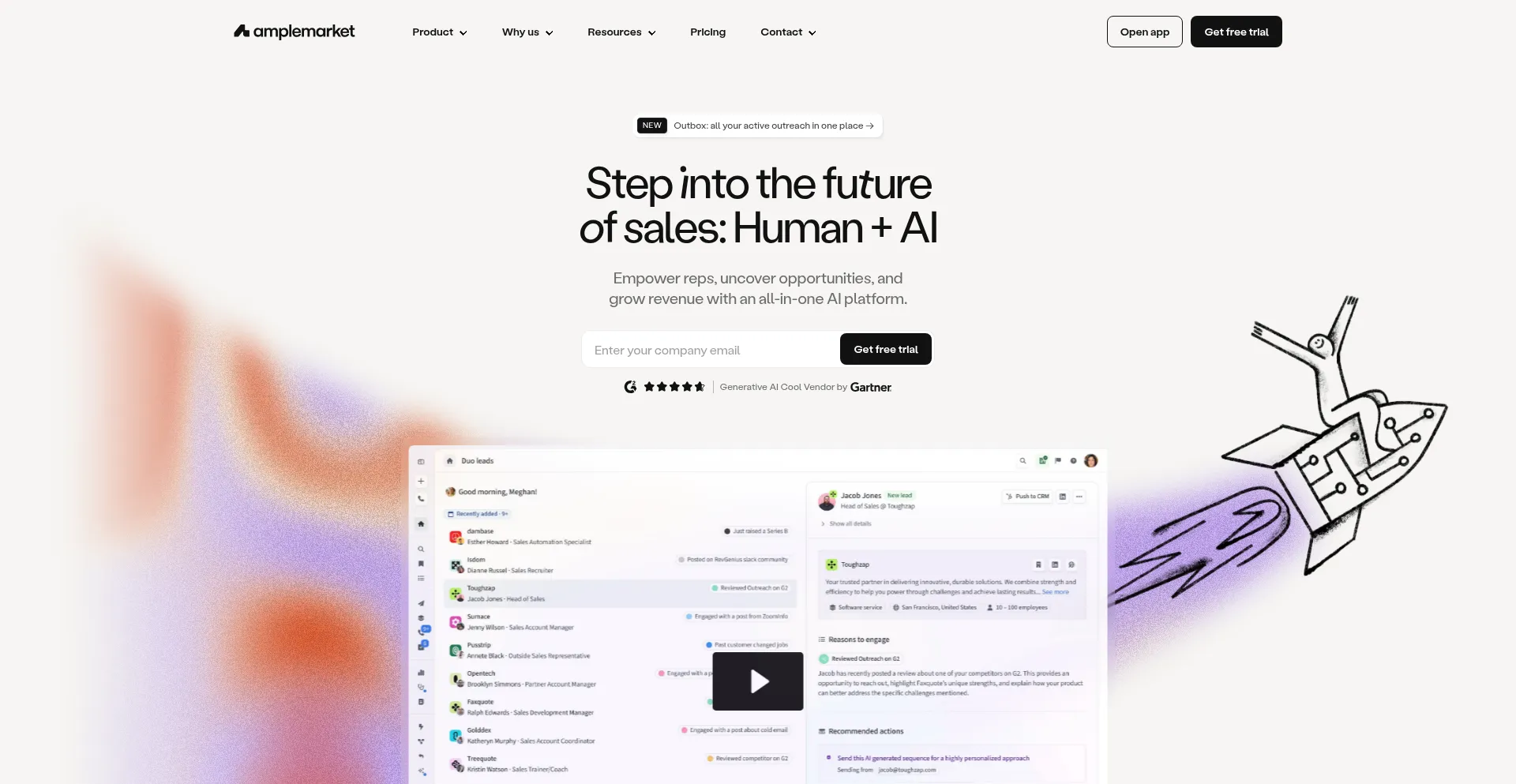 Website screenshot of Amplemarket.com
