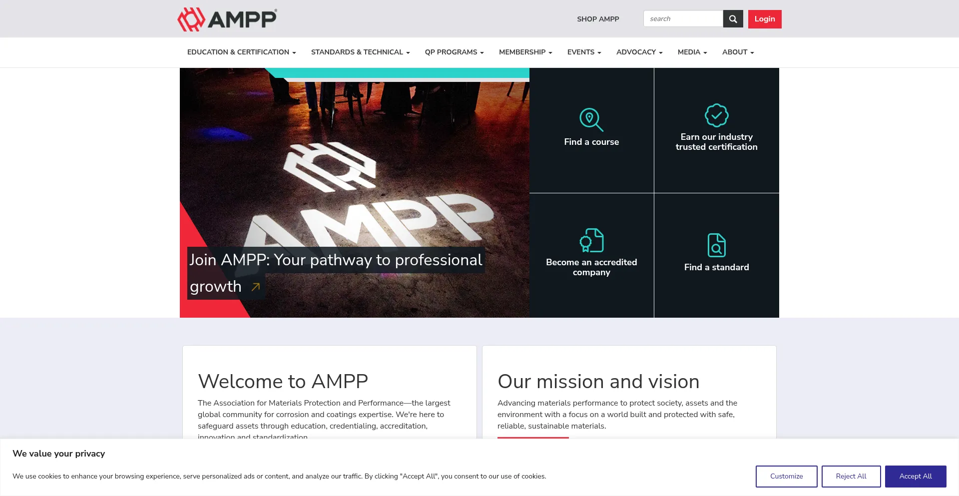 Website screenshot of Ampp.org