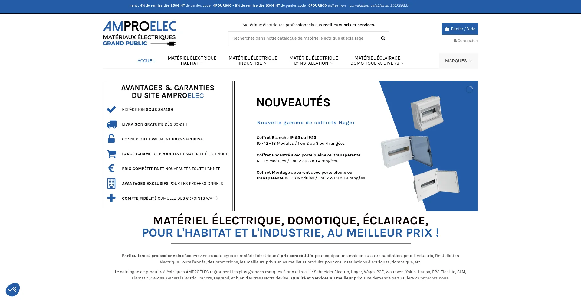 Website screenshot of Amproelec.com