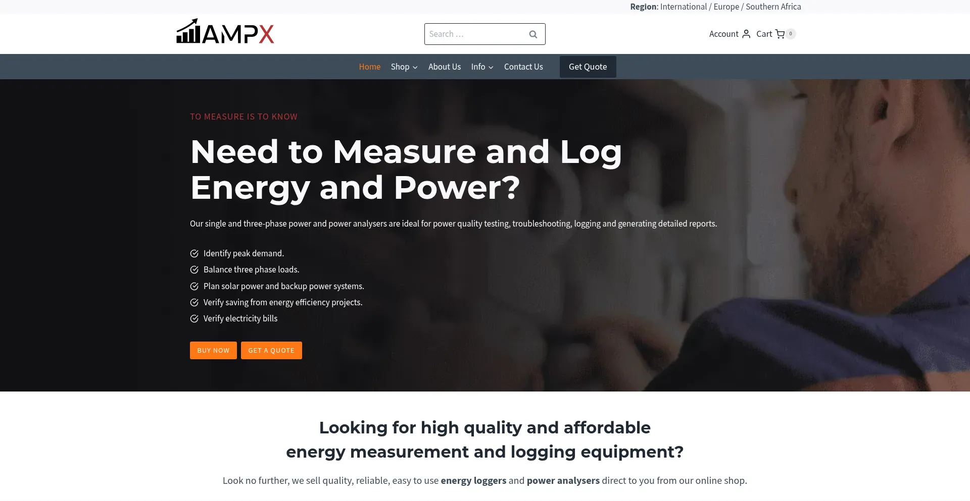 Website screenshot of Ampx.co.za