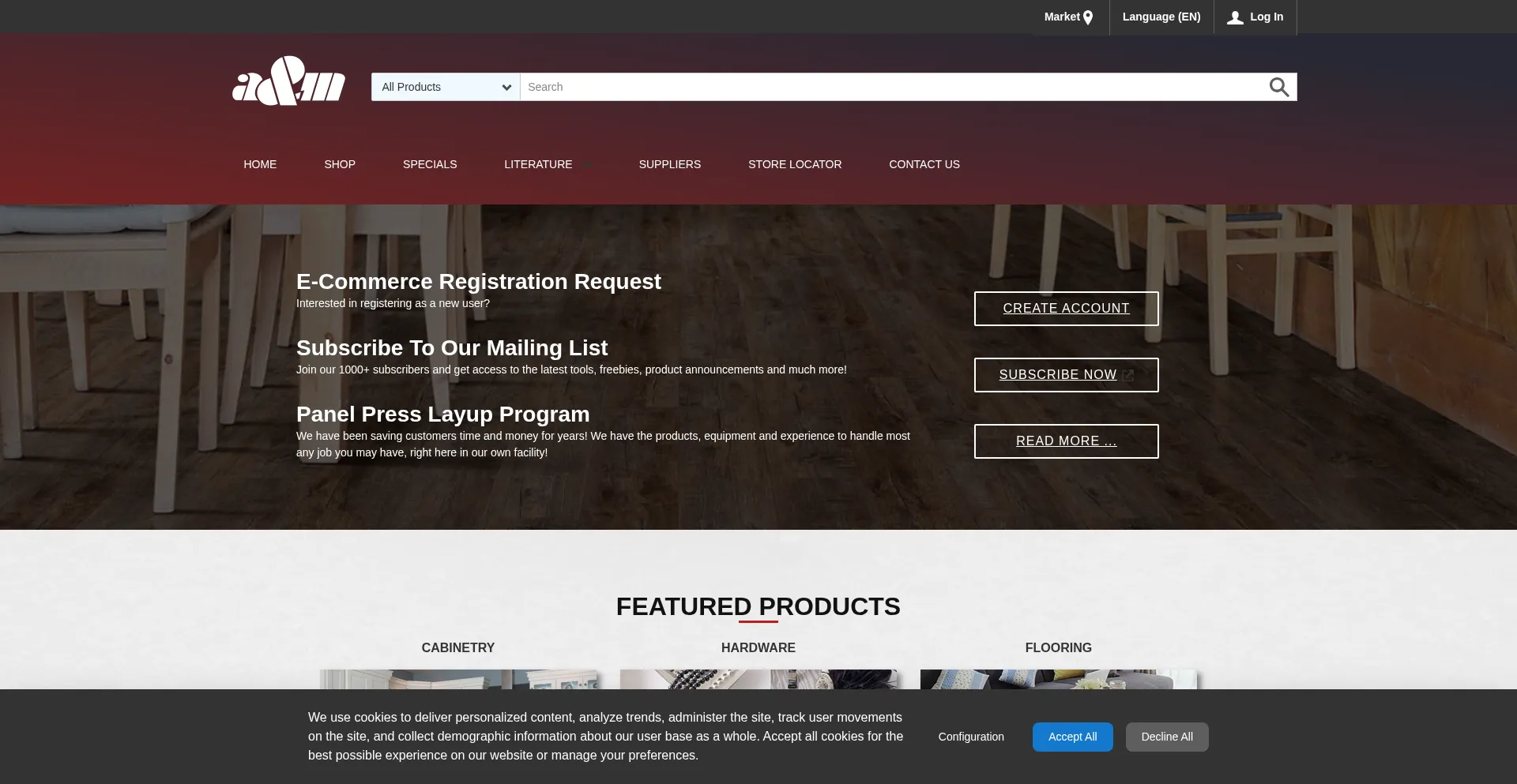 Website screenshot of Amsupply.com