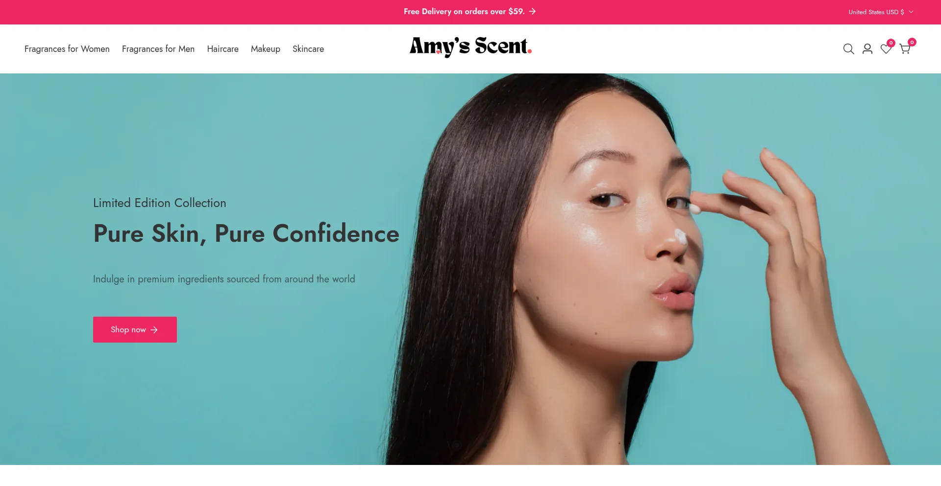 Website screenshot of Amyscent.com
