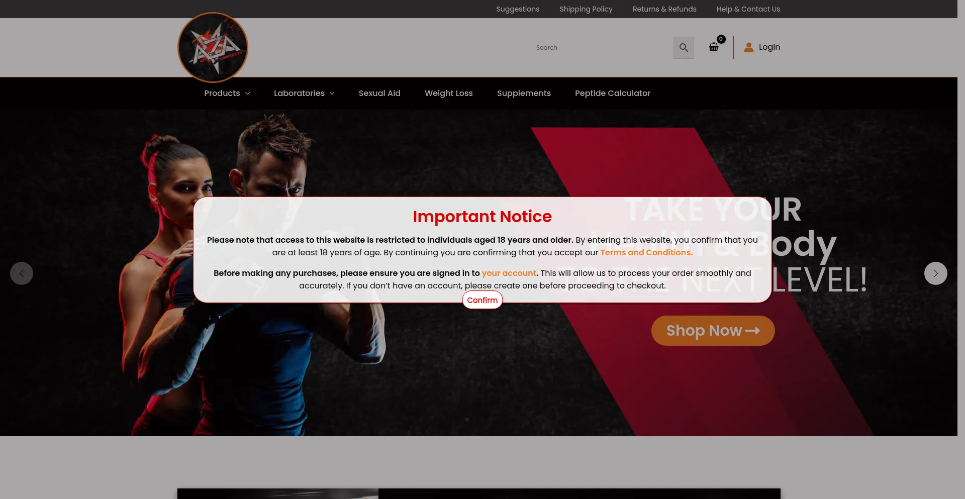 Website screenshot of Anabolicsza.com