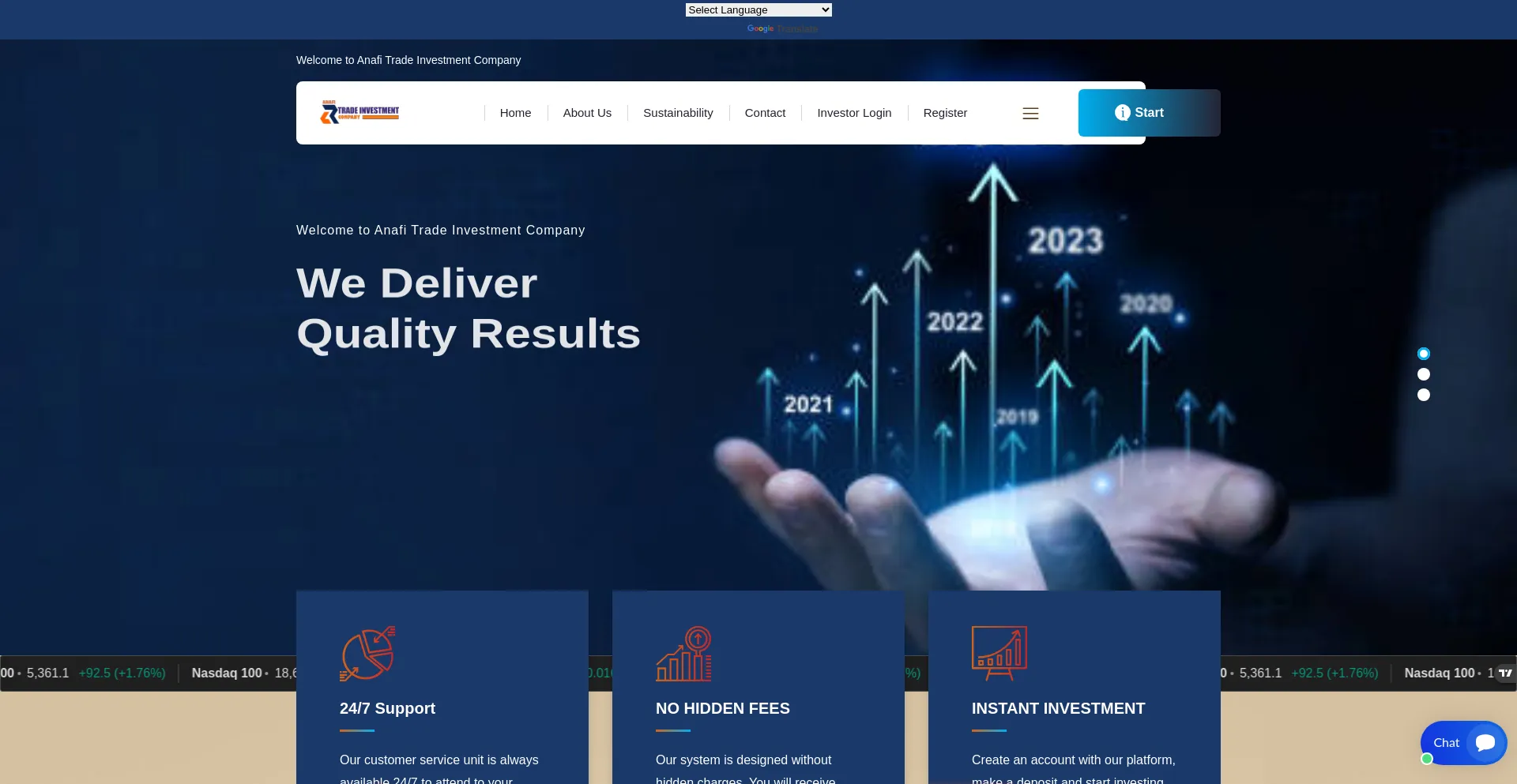 Website screenshot of Anafi-tradeinvestmentcompany.com