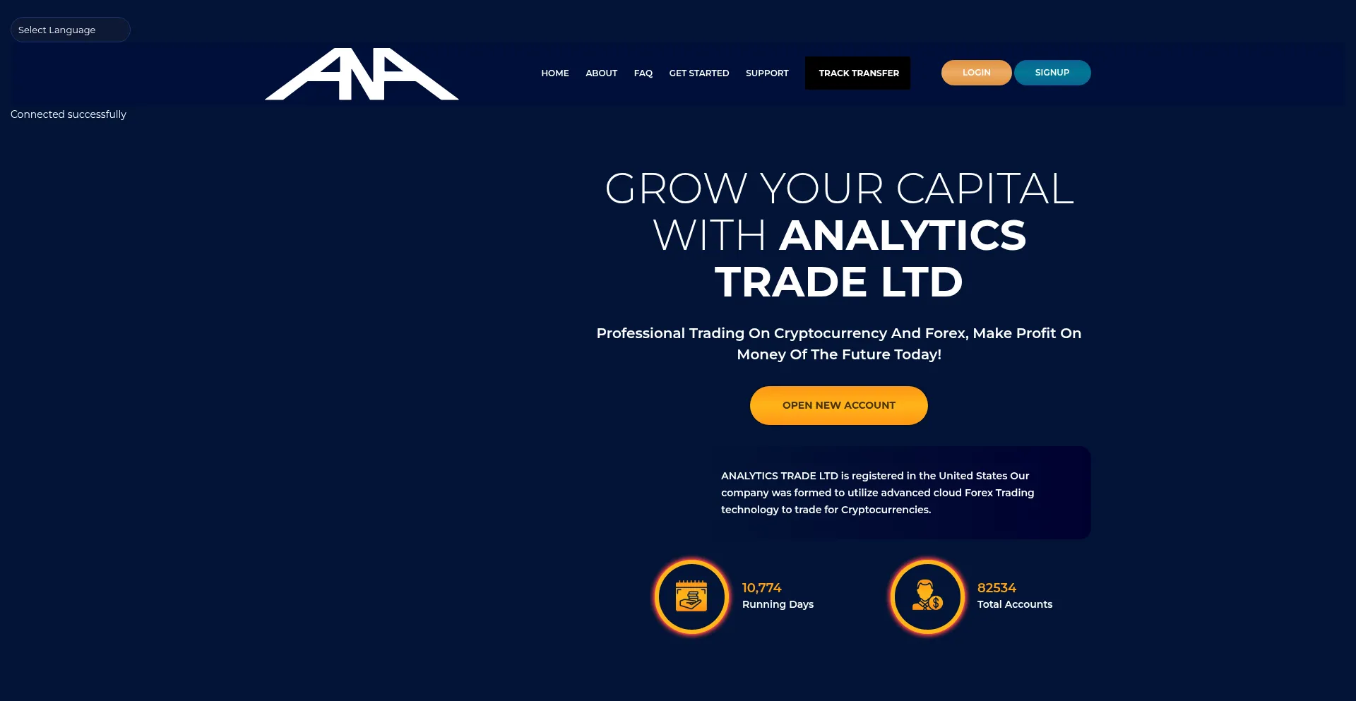 Website screenshot of Analyticsbitcointrade.live