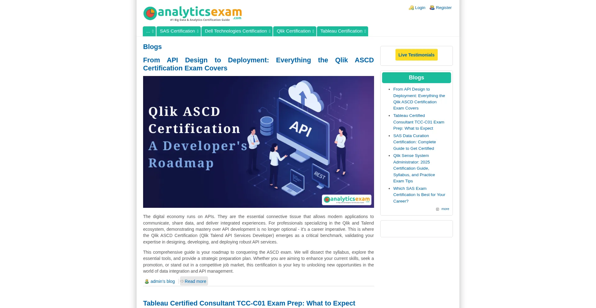 Website screenshot of Analyticsexam.com