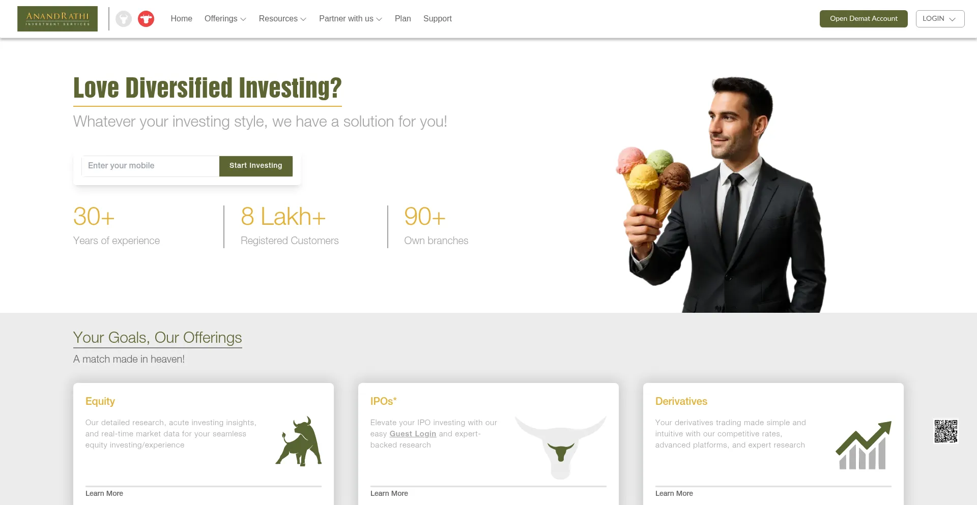 Website screenshot of Anandrathi.com