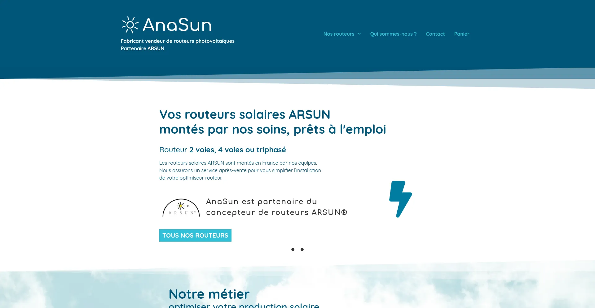 Website screenshot of Anasun.fr