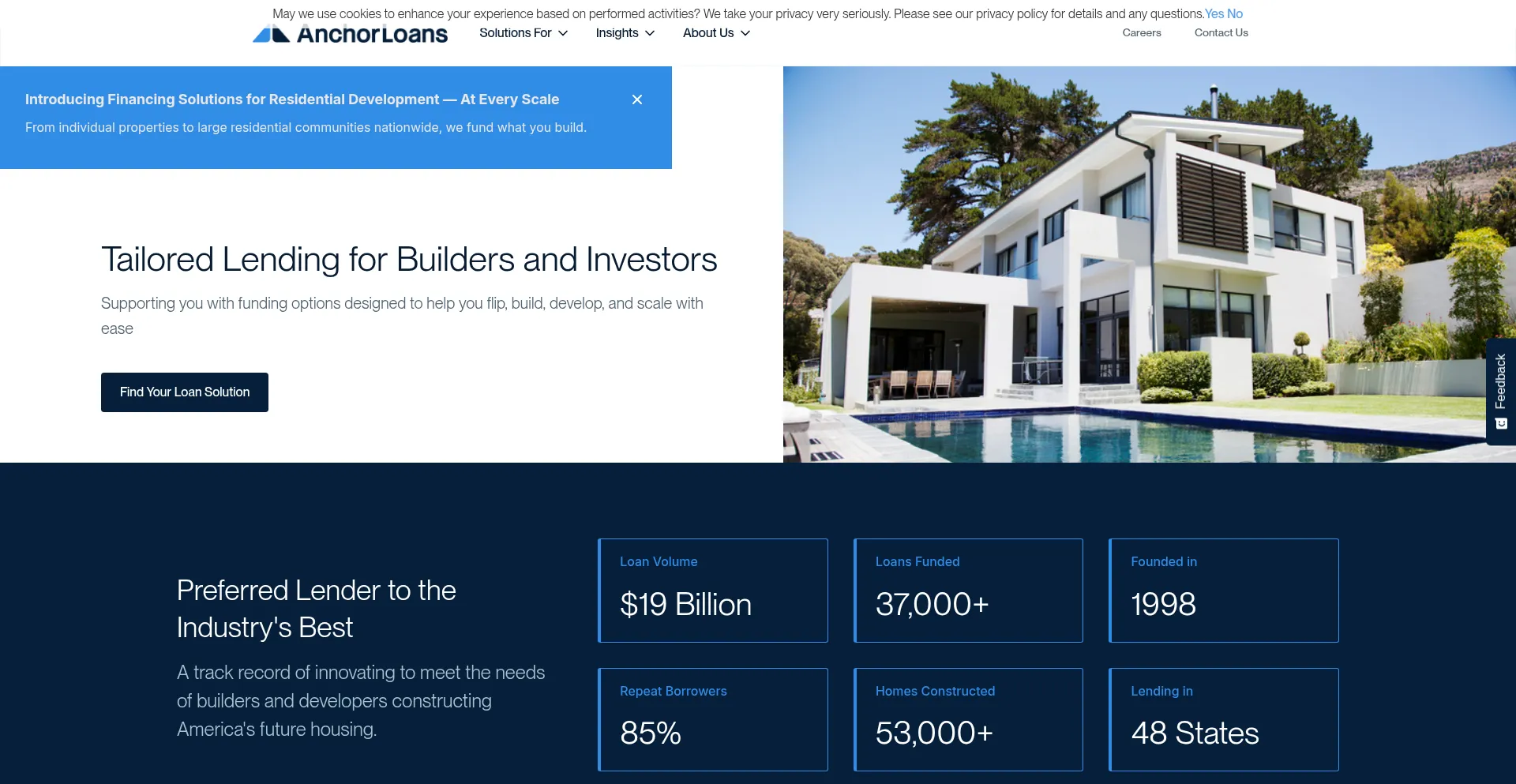 Website screenshot of Anchorloans.com