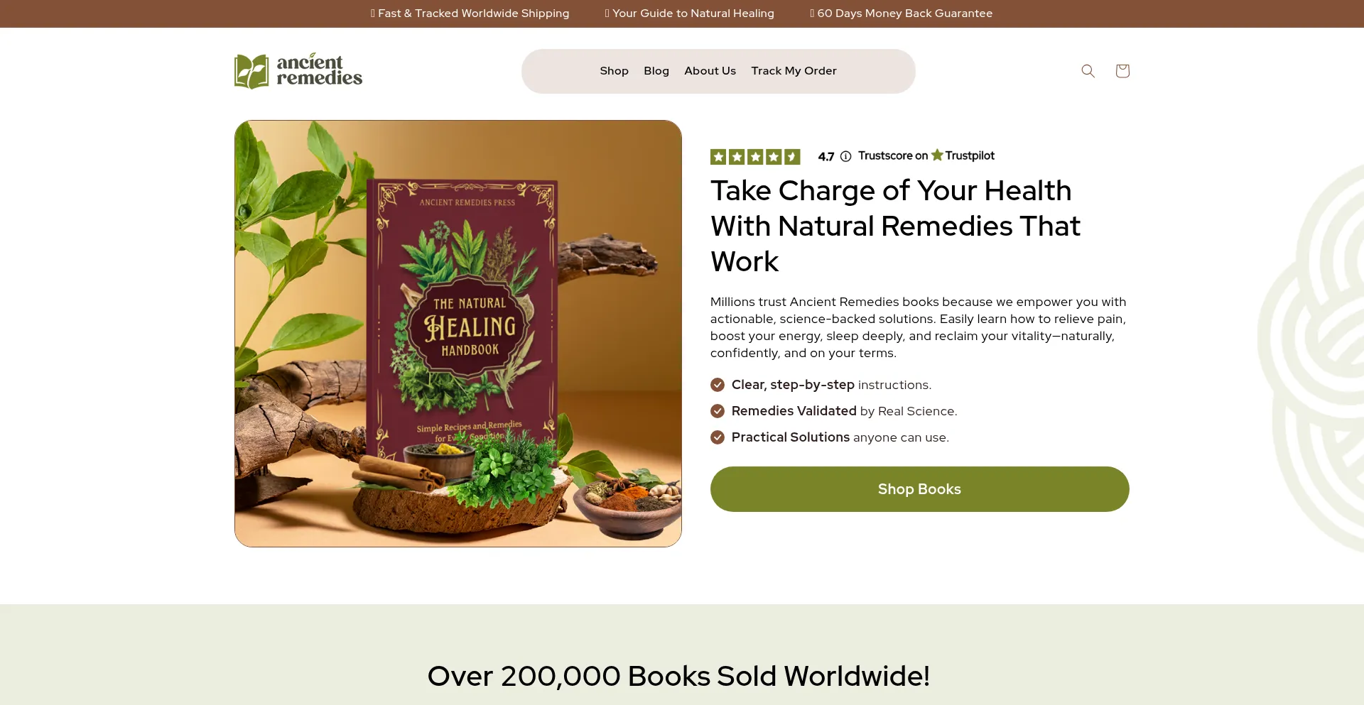Website screenshot of Ancientremedies.com