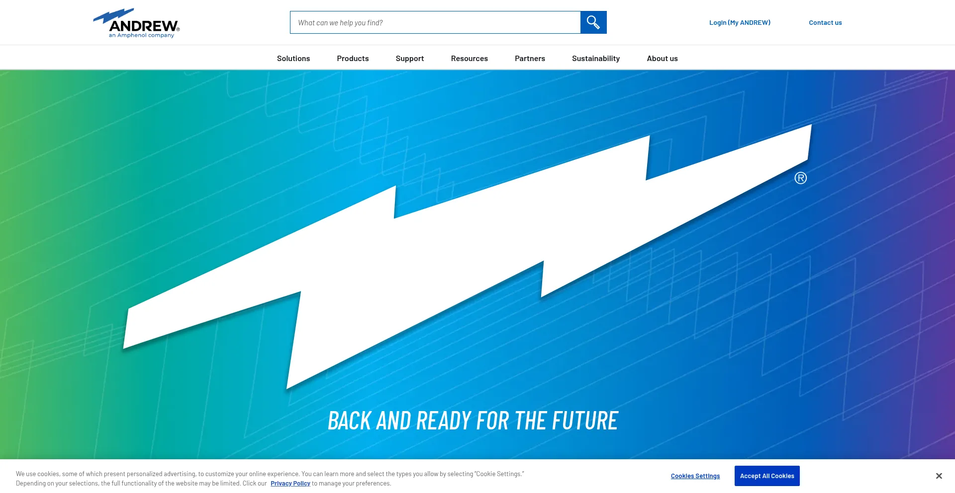 Website screenshot of Andrew.com