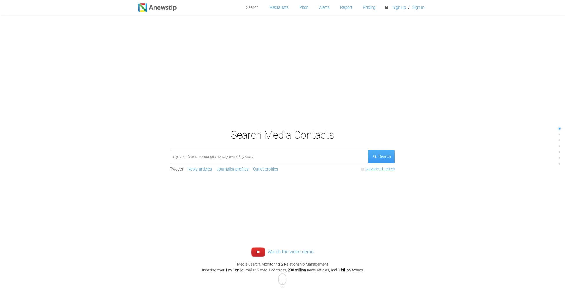 Website screenshot of Anewstip.com