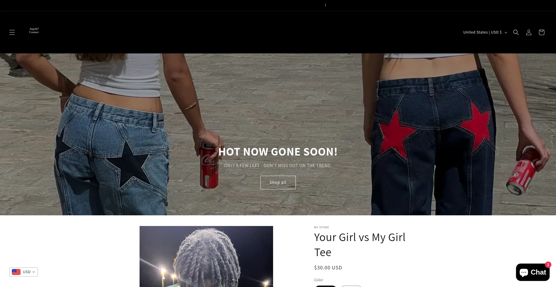 Website screenshot of Angelic-couture.online
