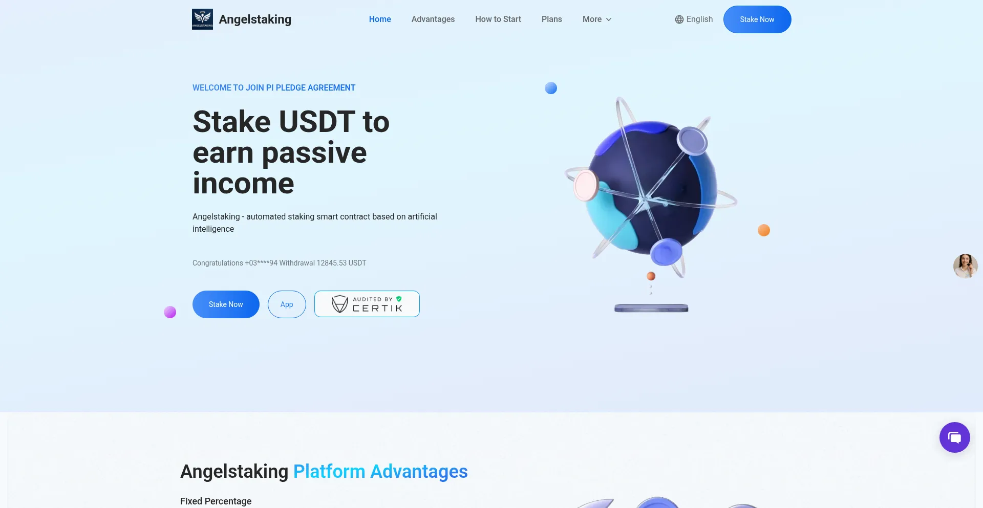 Website screenshot of Angelstaking.cc
