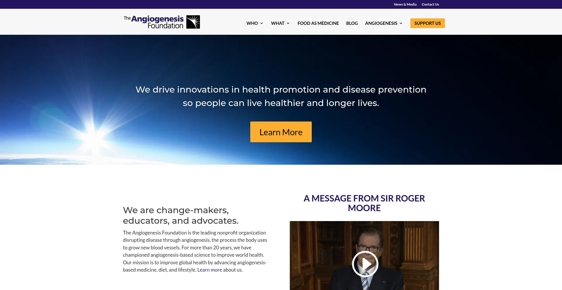Website screenshot of Angio.org