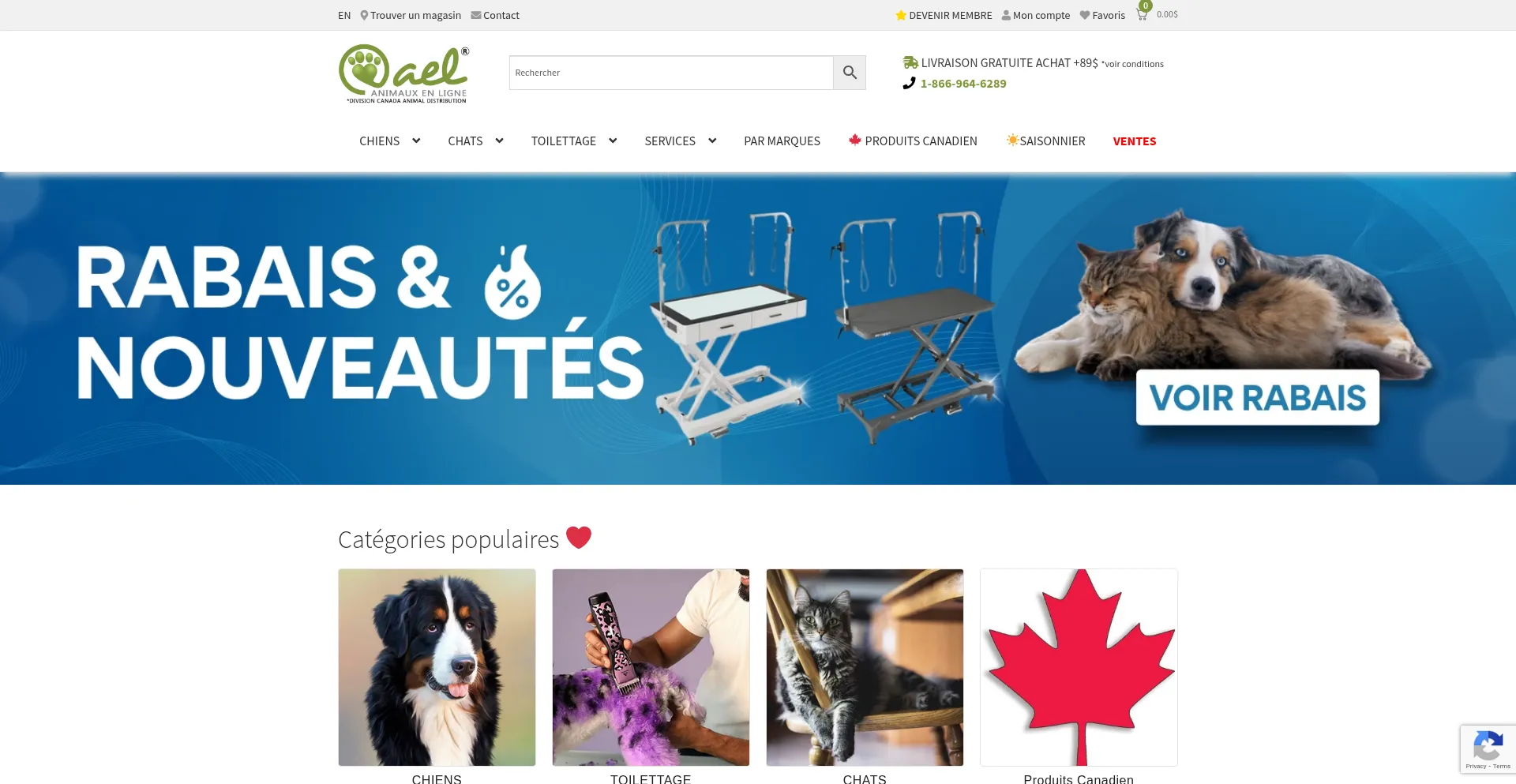 Website screenshot of Animauxenligne.com