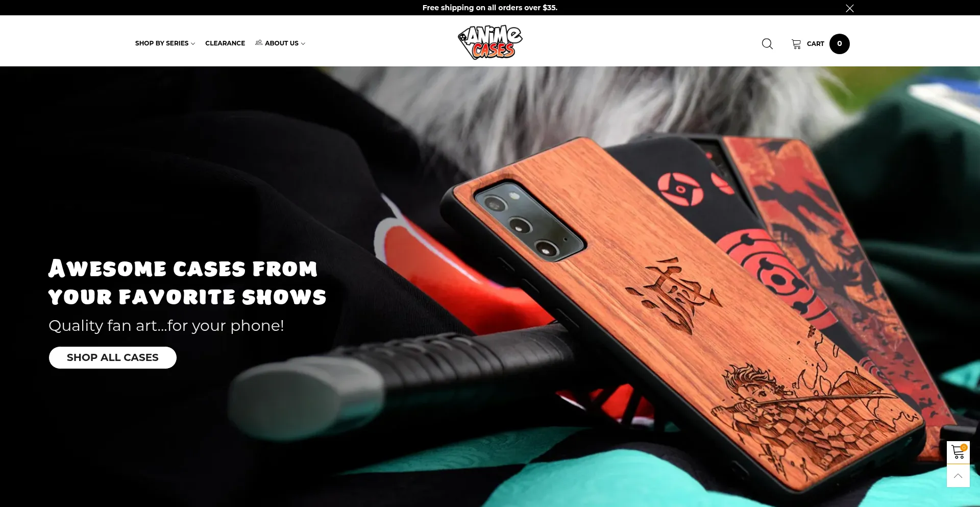 Website screenshot of Anime-cases.com