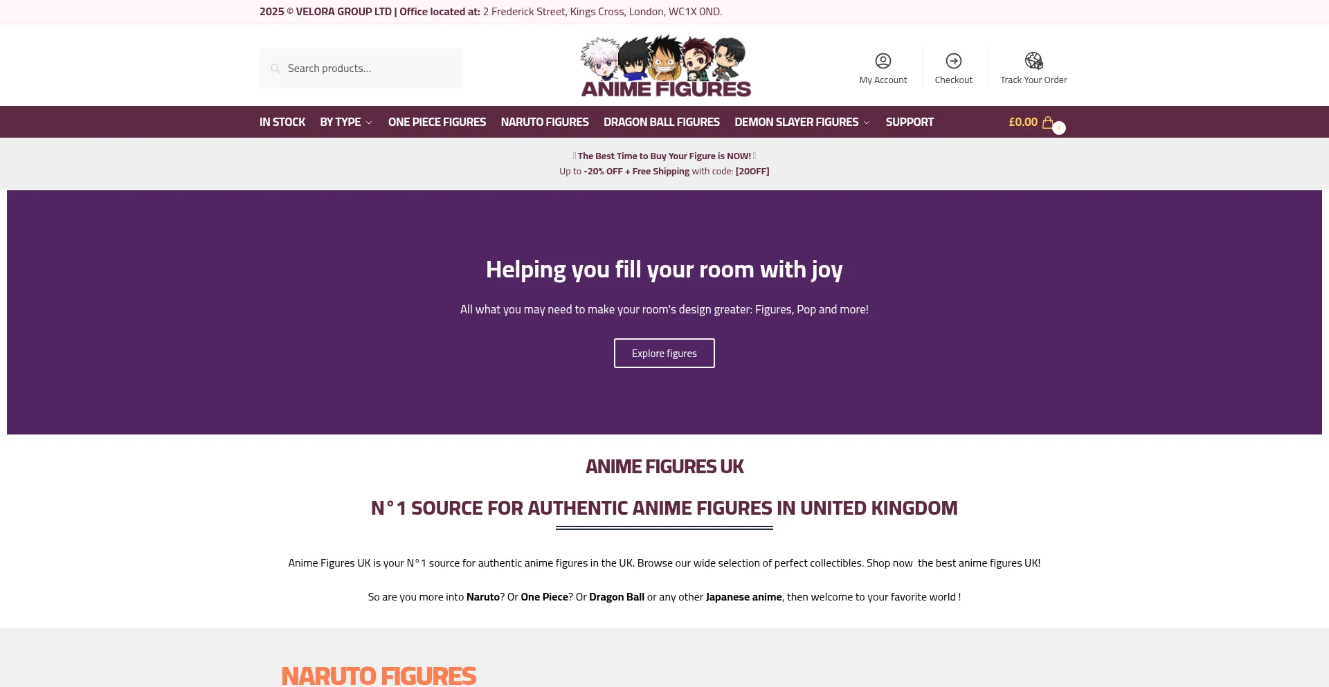 Website screenshot of Animefigure.co.uk