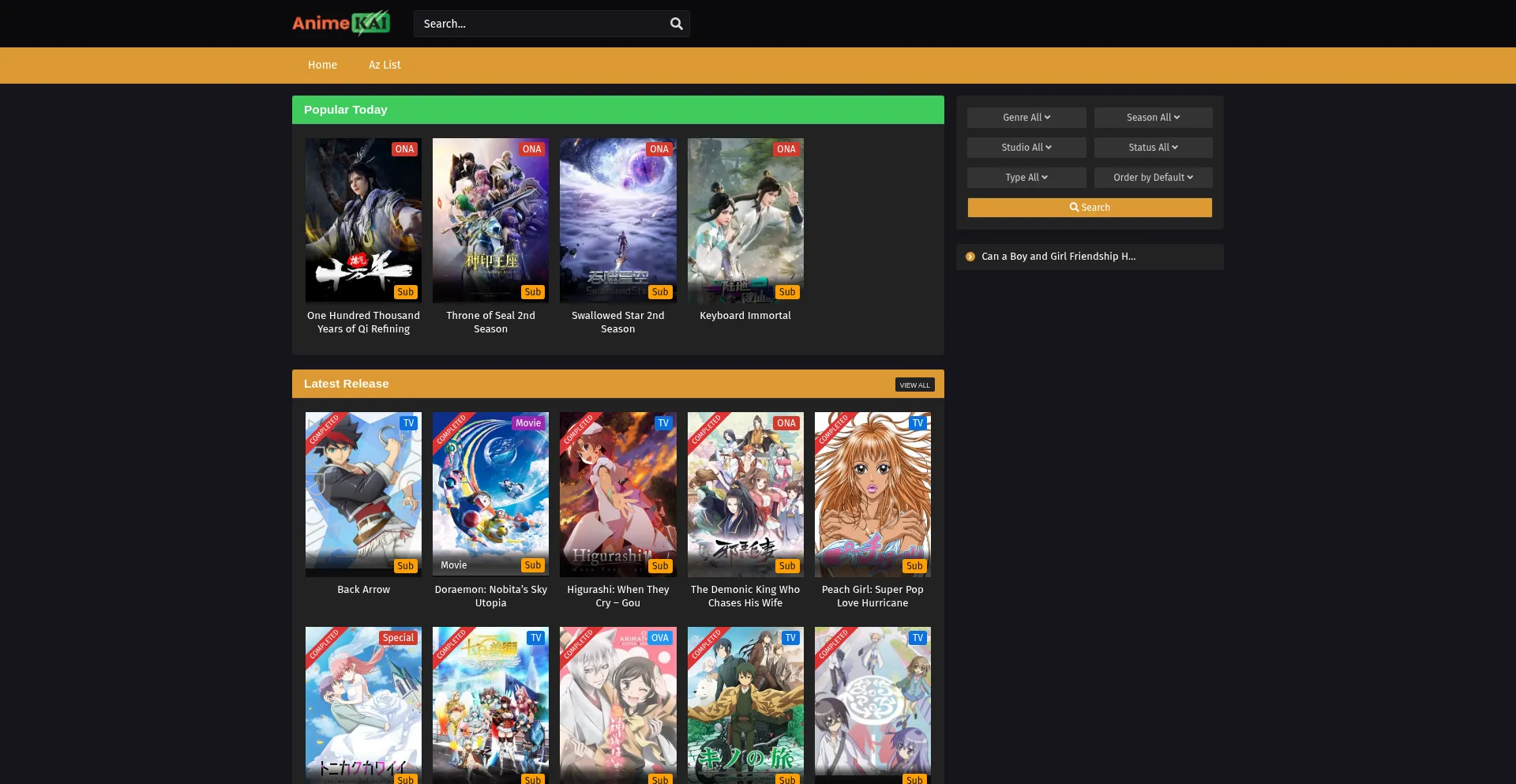 Website screenshot of Animekai.com.co