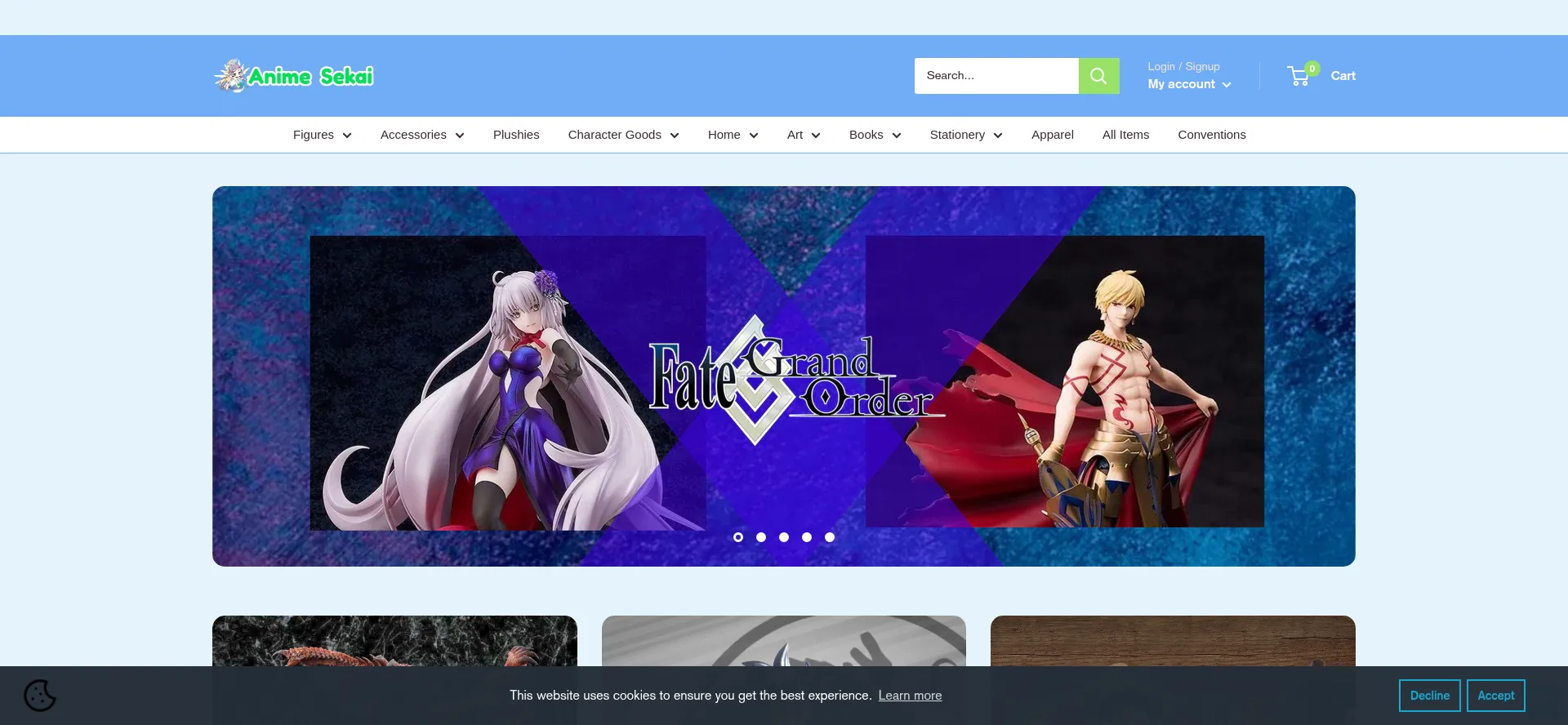 Website screenshot of Animesekai.com