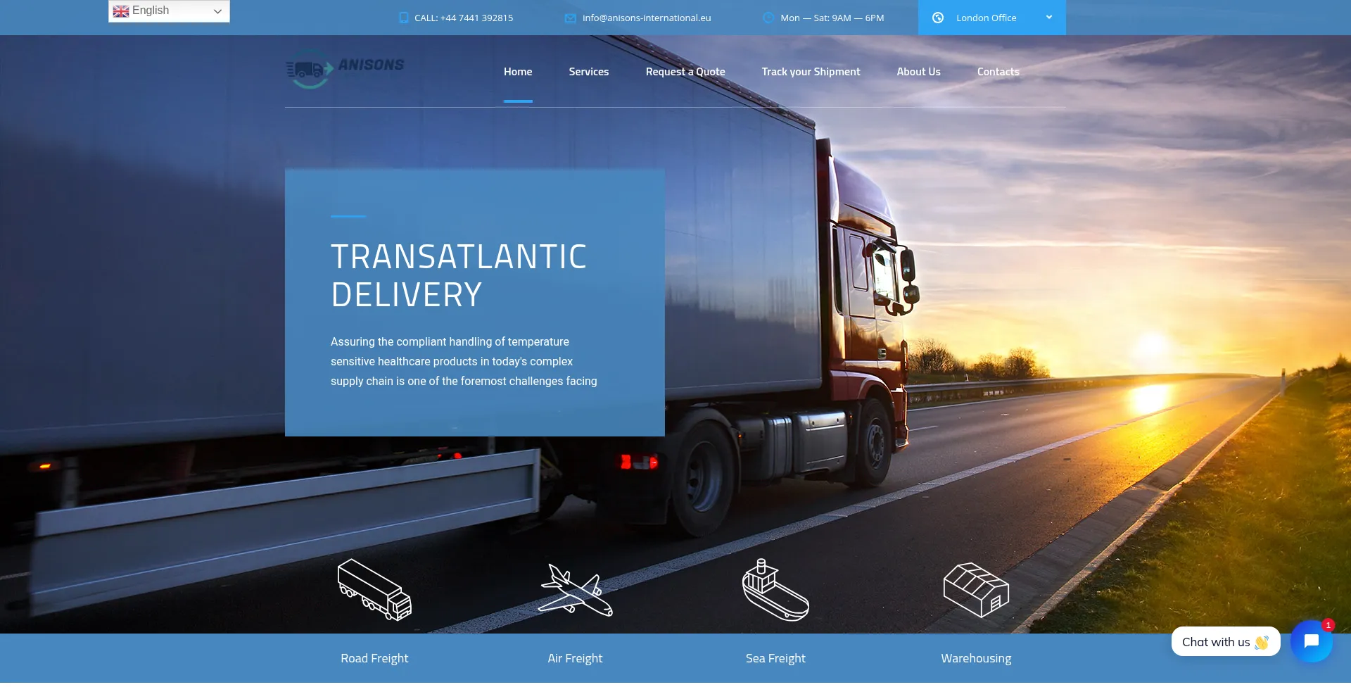Website screenshot of Anisons-international.eu