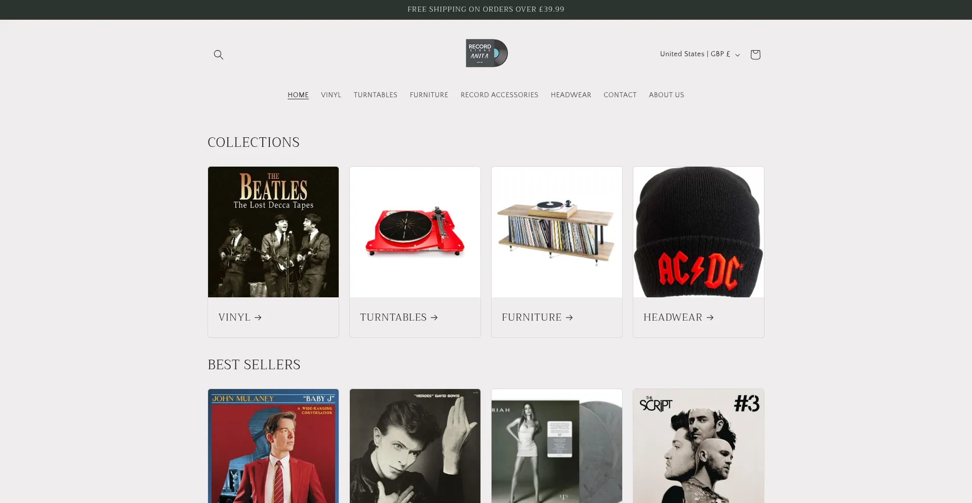 Website screenshot of Anitavinyl.com
