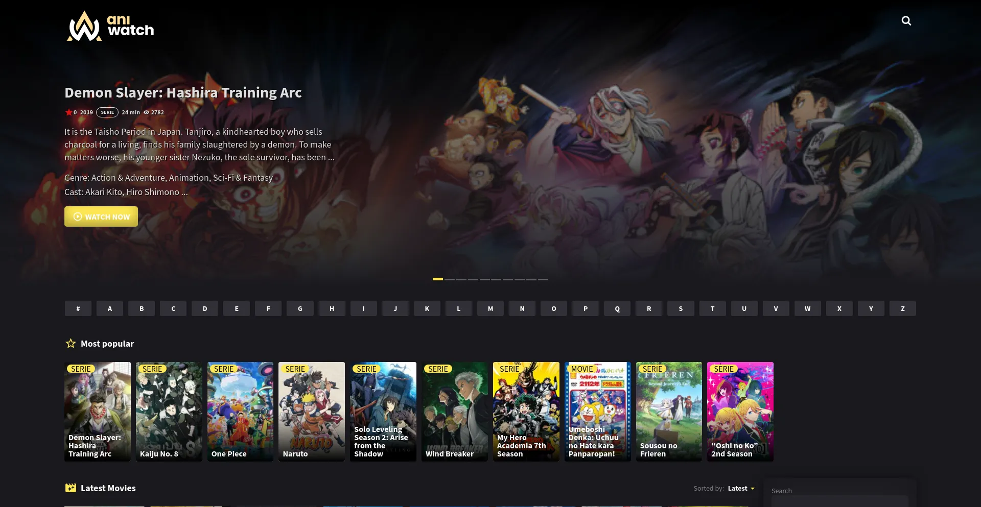 Website screenshot of Aniwatchtv.mom