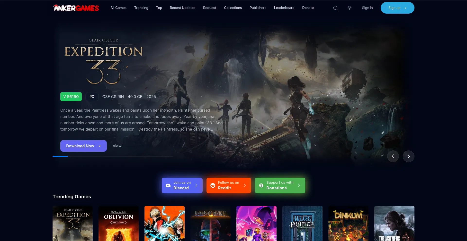 Website screenshot of Ankergames.net