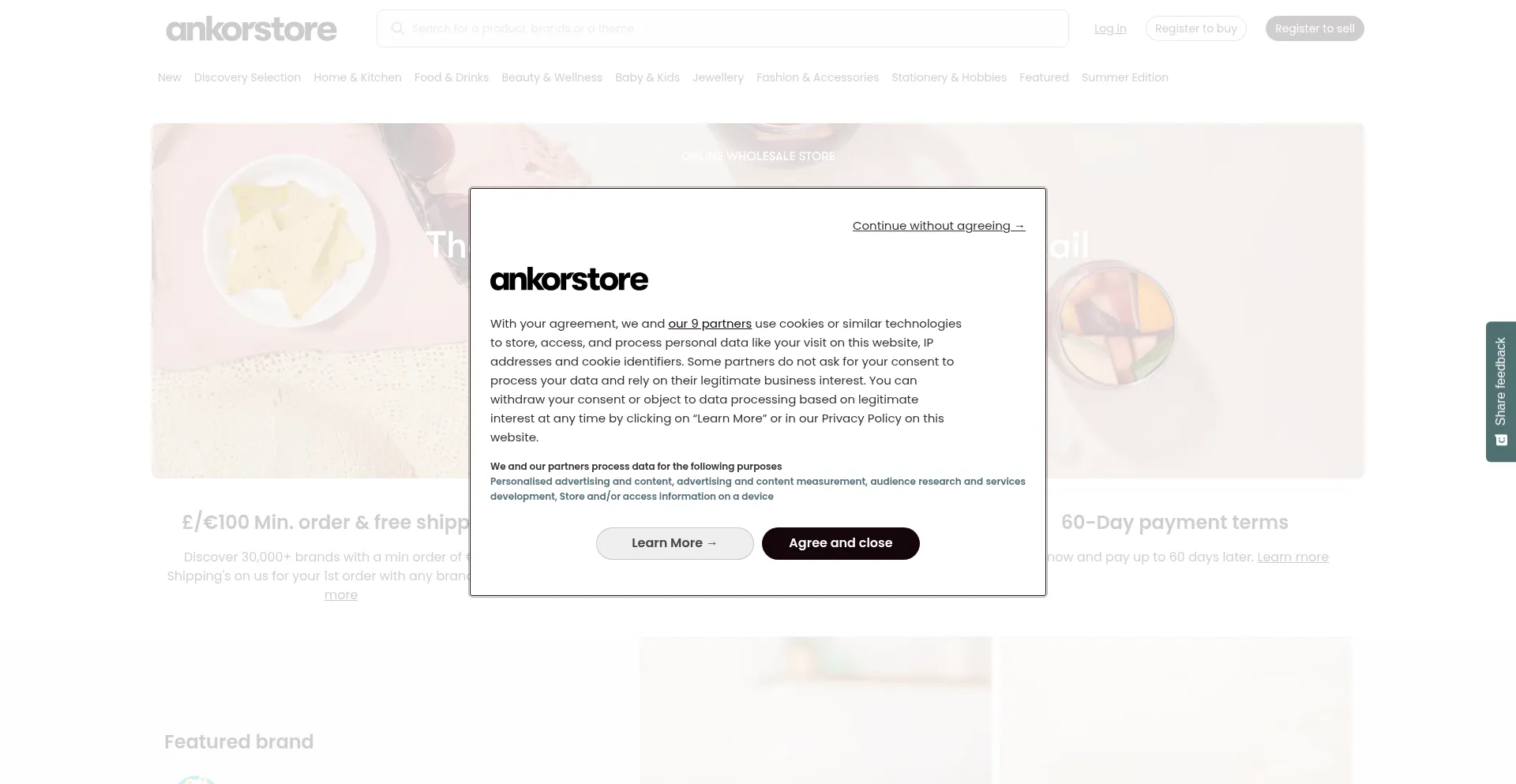 Website screenshot of Ankorstore.com