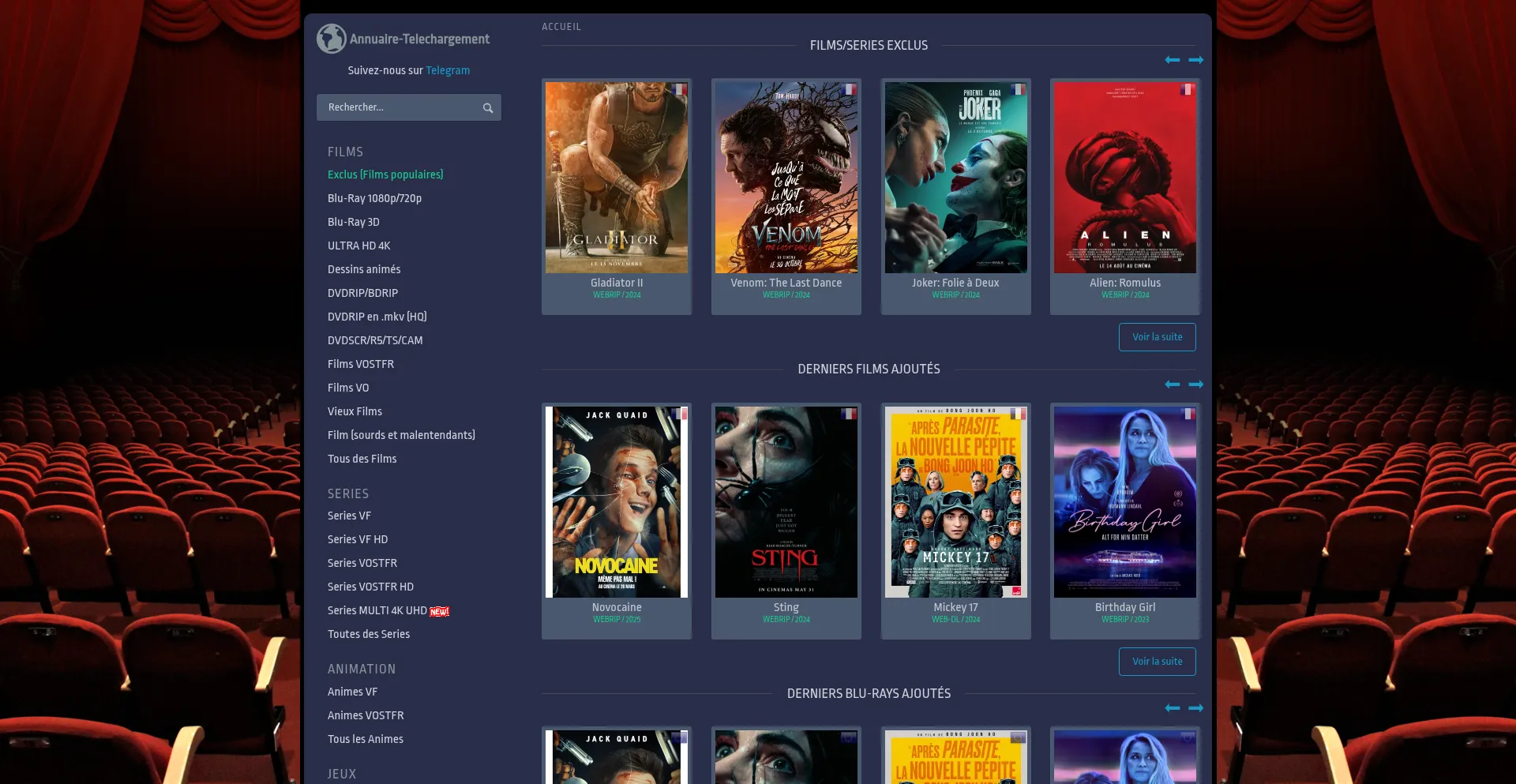 Website screenshot of Annuaire-telechargement.digital