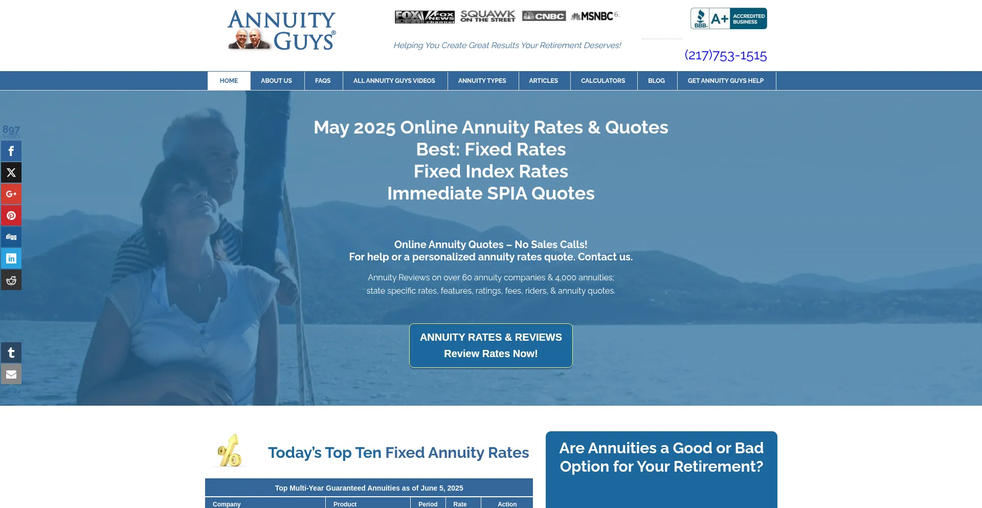 Website screenshot of Annuityguys.org