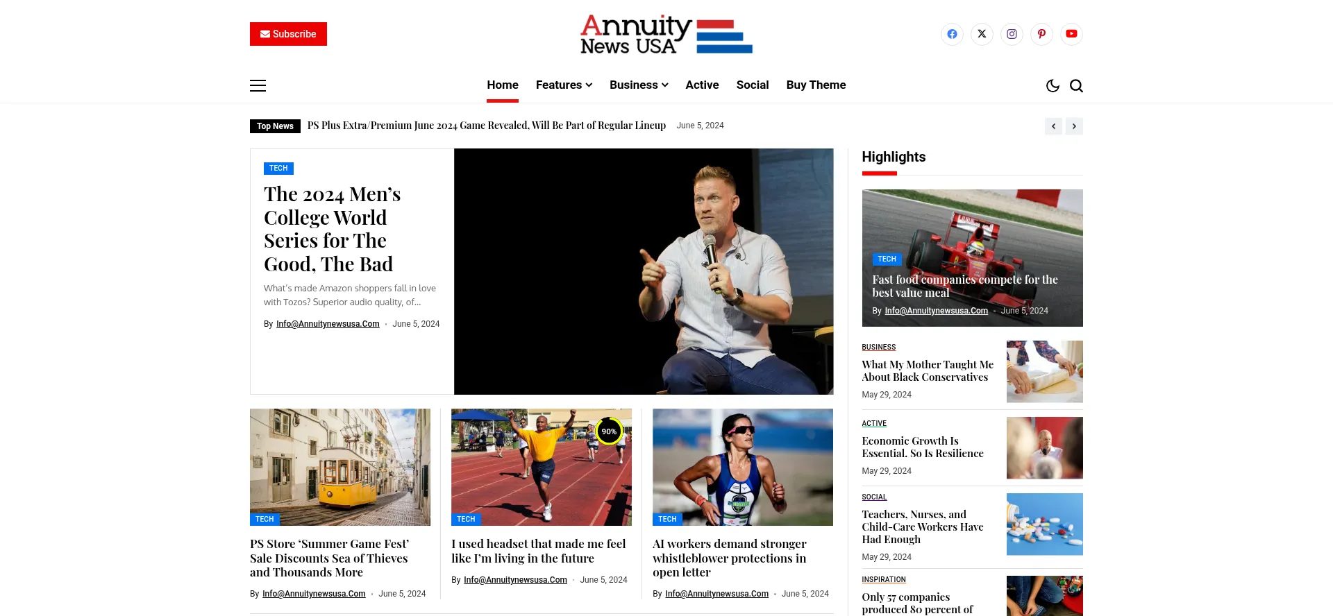 Website screenshot of Annuitynewsusa.com