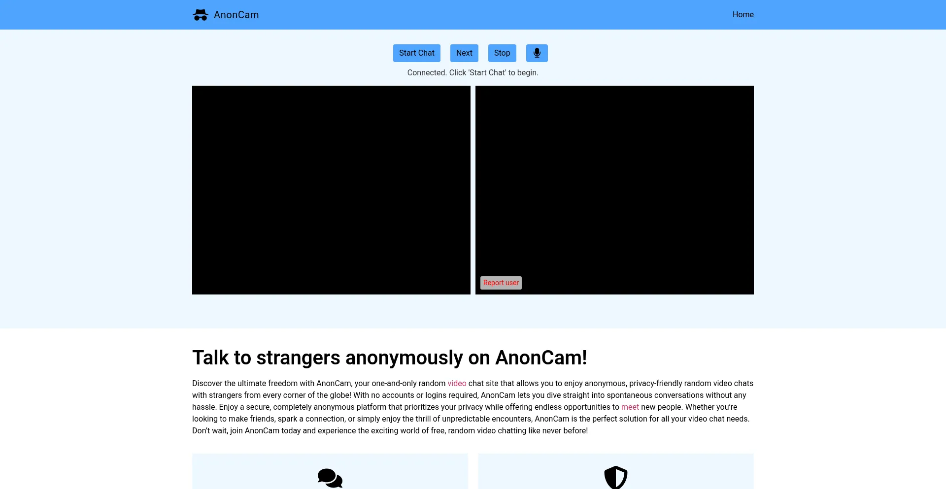 Website screenshot of Anoncam.com