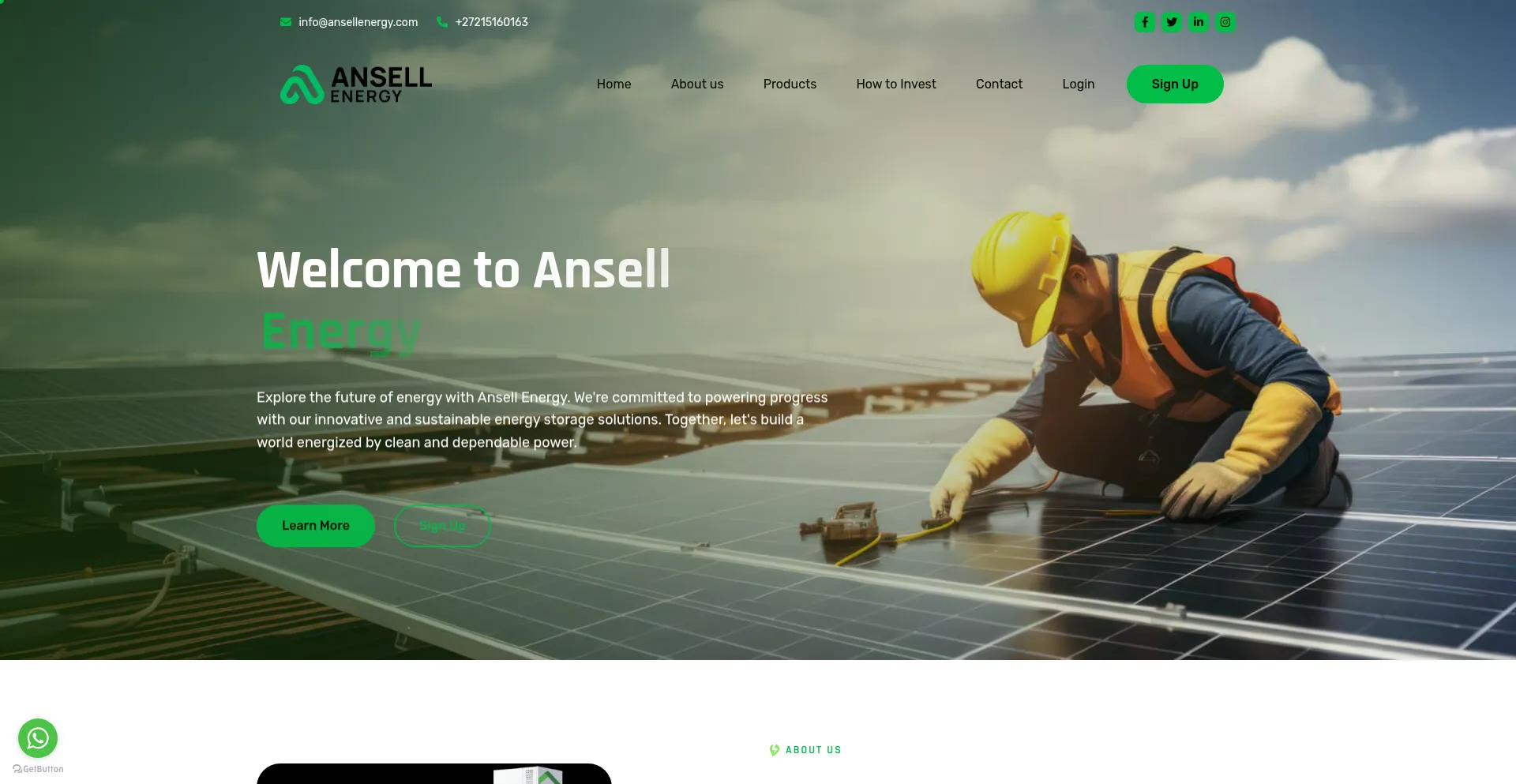 Website screenshot of Ansellenergy.com