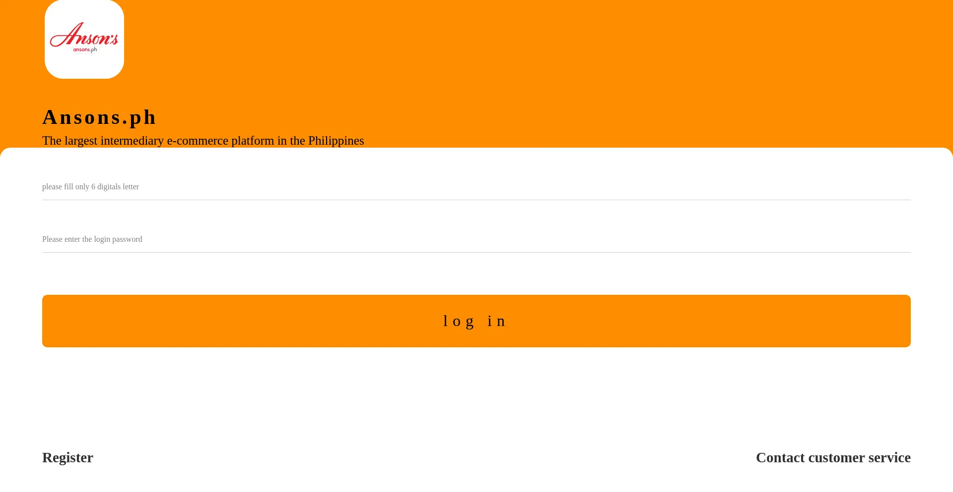 Website screenshot of Ansons-ph.vip