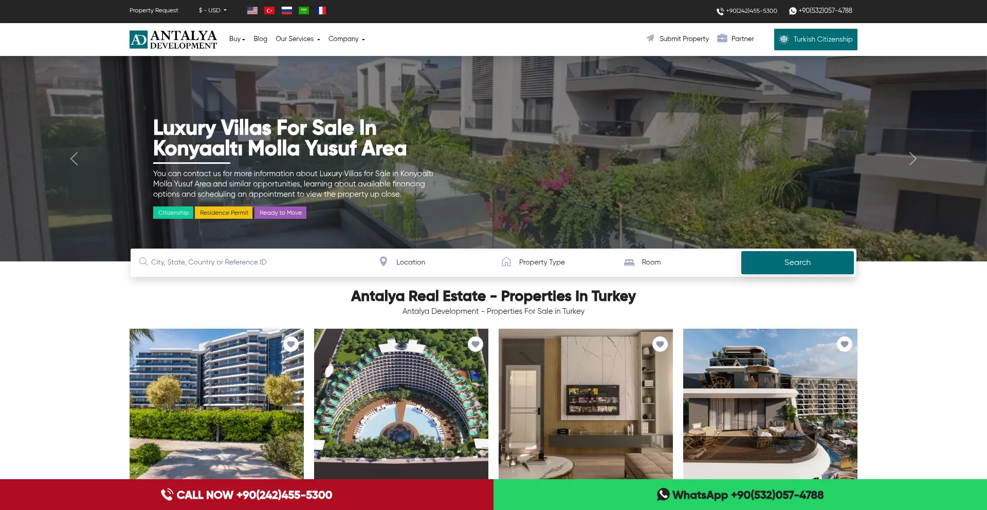 Website screenshot of Antalyadevelopment.com