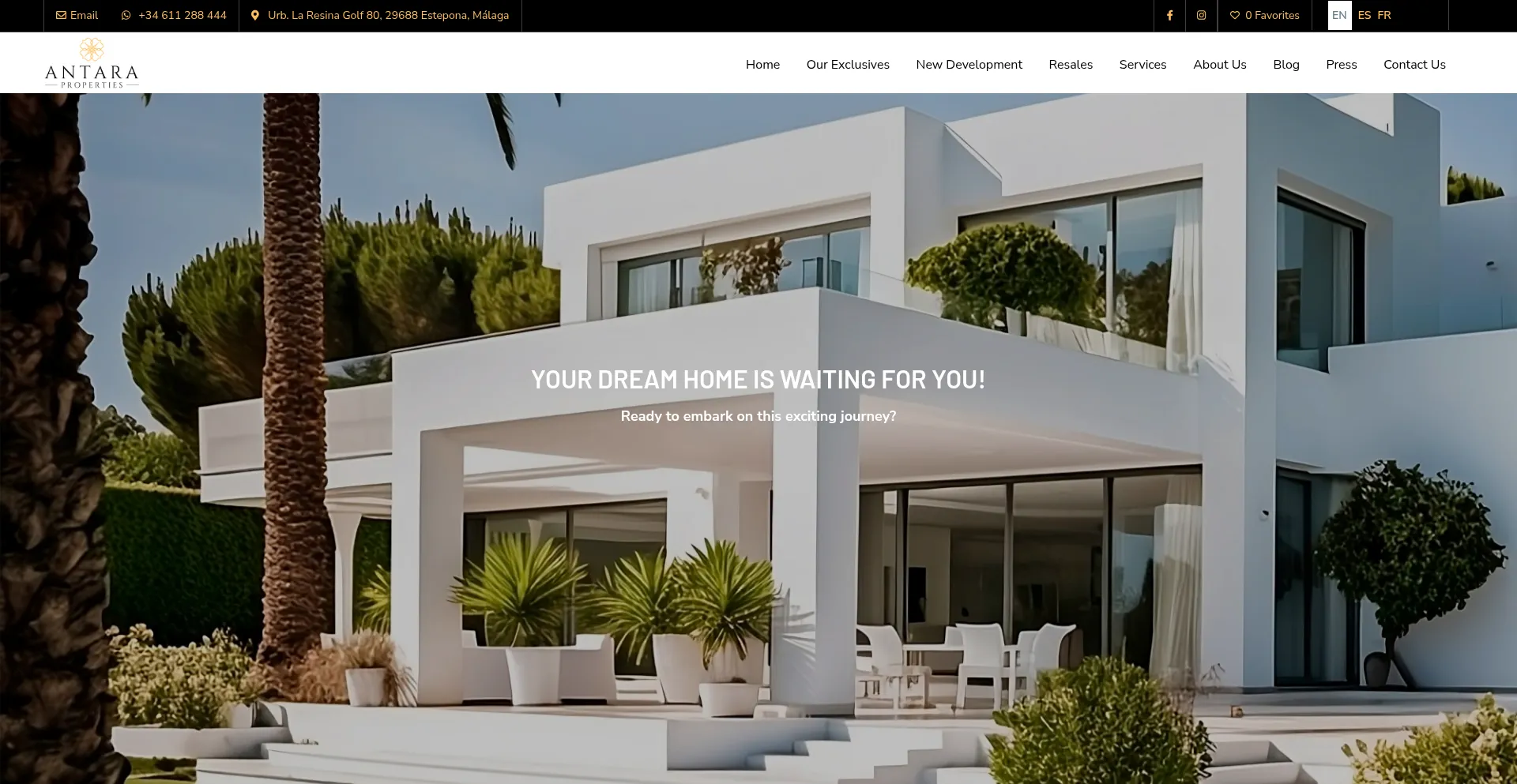 Website screenshot of Antaraproperties.com