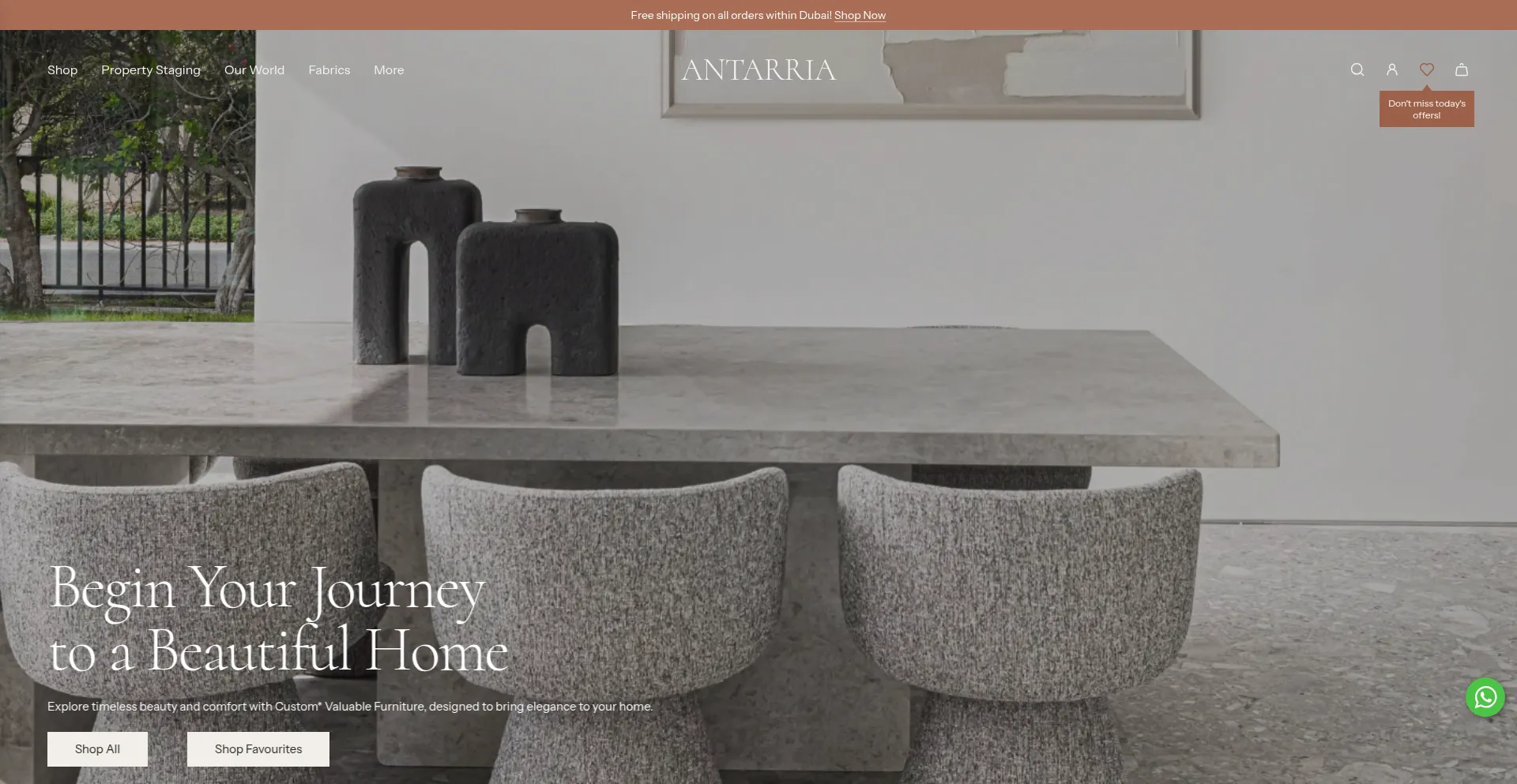 Website screenshot of Antarria.com