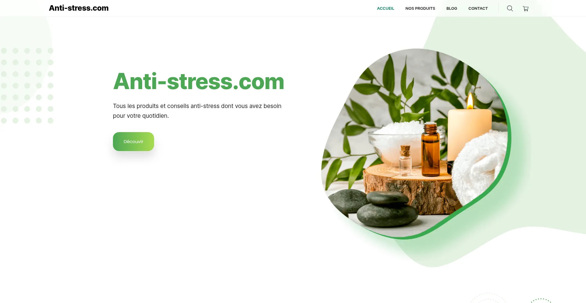 Website screenshot of Anti-stress.com