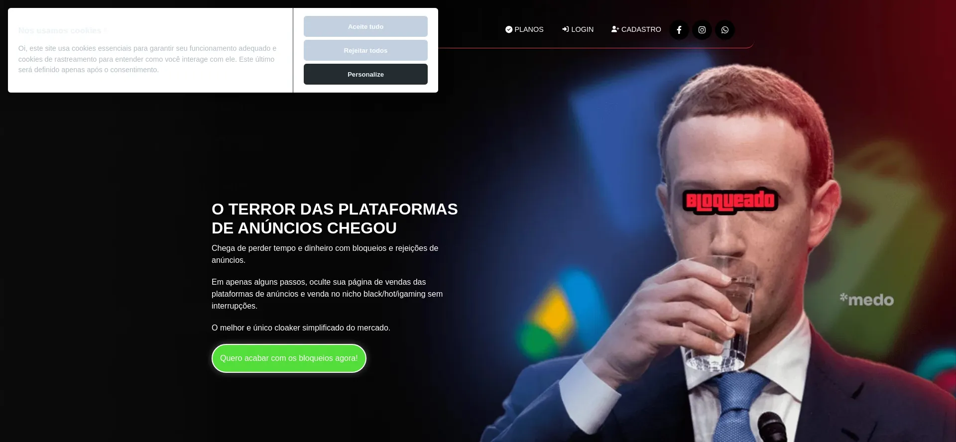 Website screenshot of Antiblock.com.br
