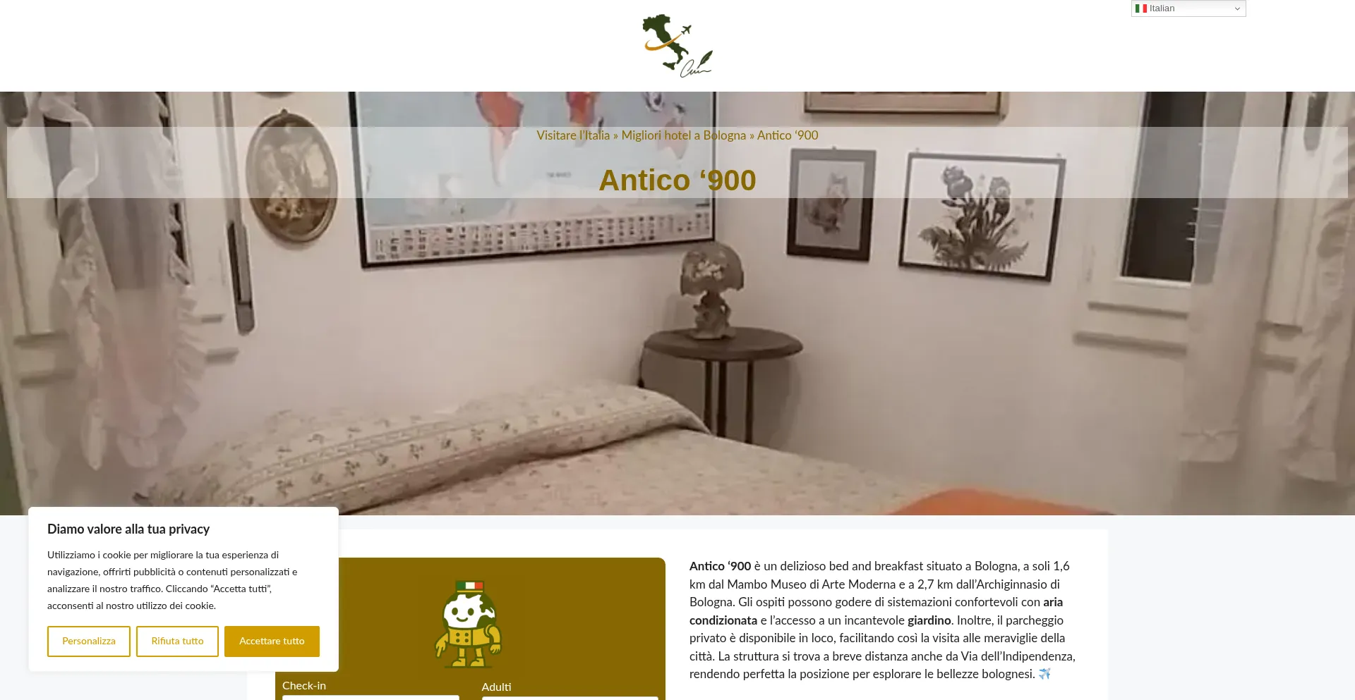 Website screenshot of Antico-900.dreaminginrome.com