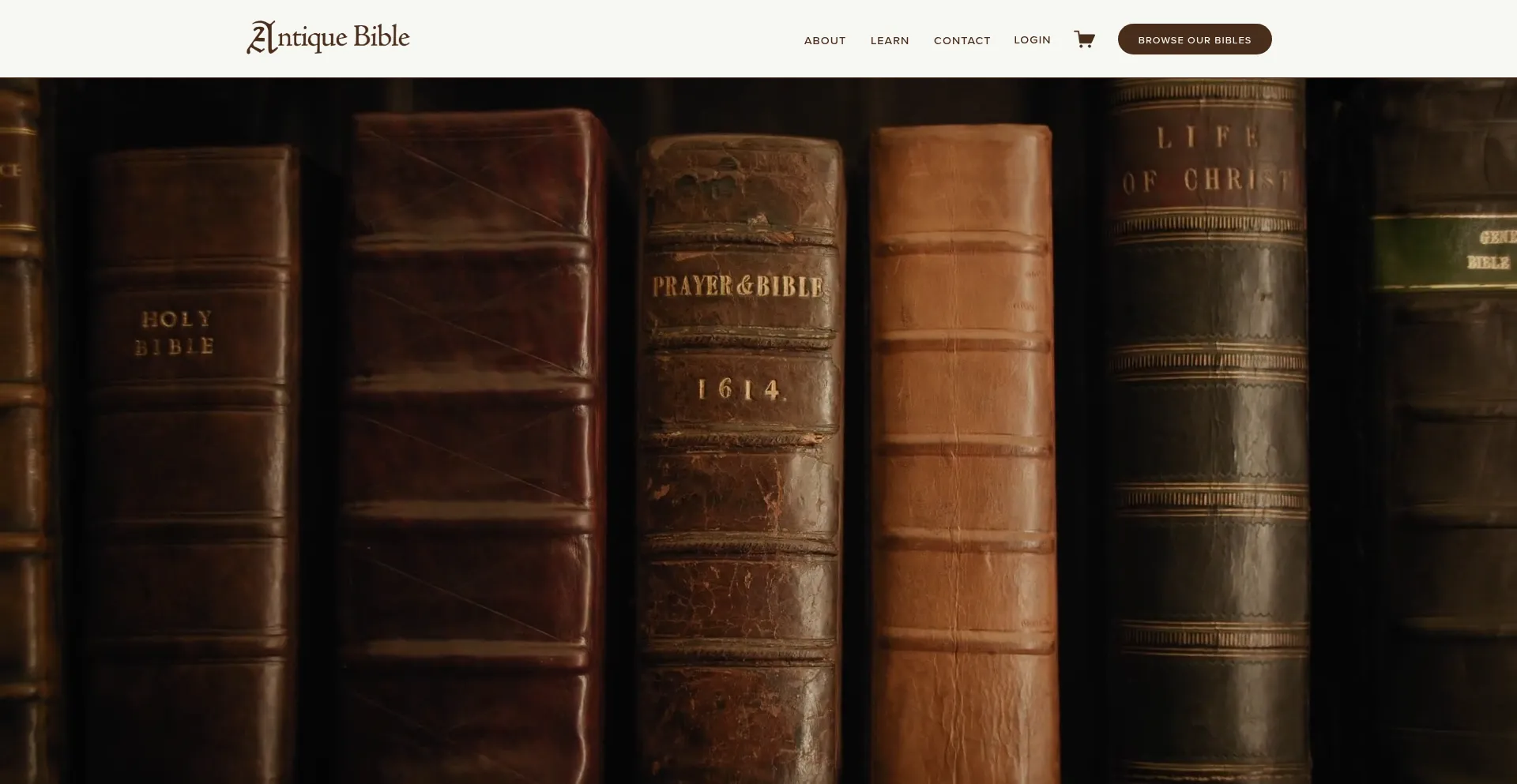 Website screenshot of Antiquebible.com