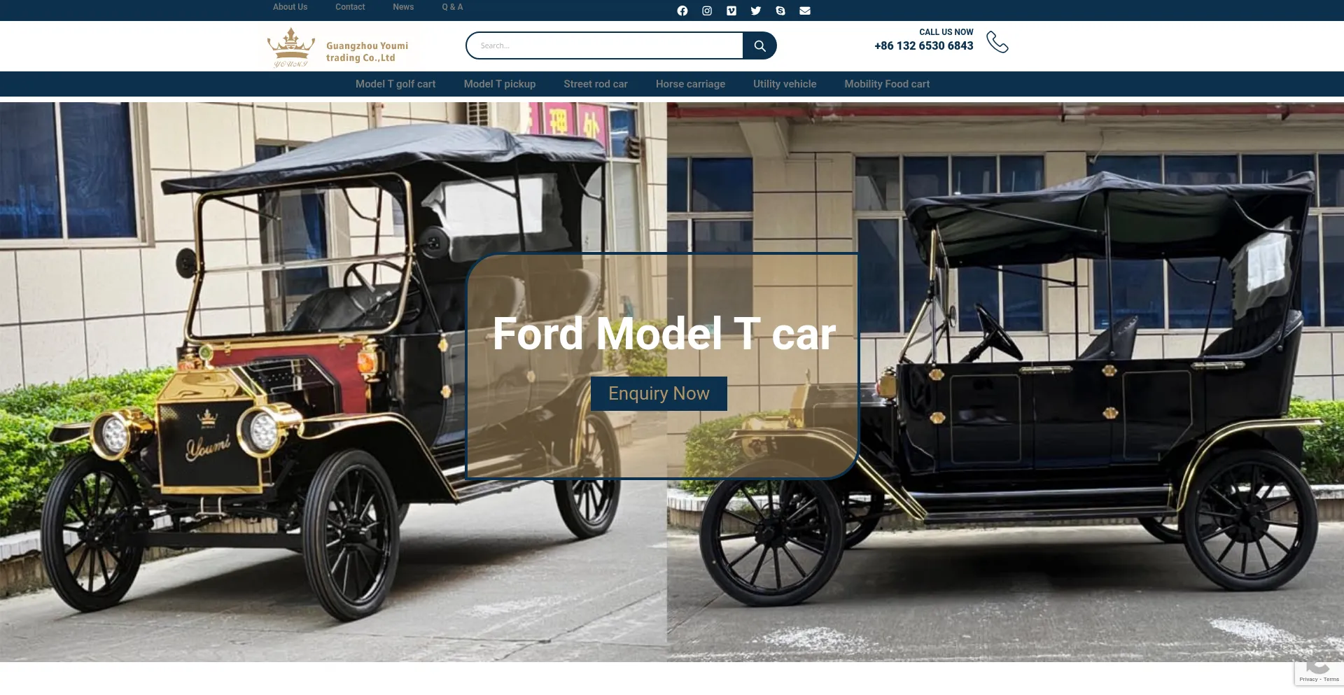 Website screenshot of Antiquegolfcart.com