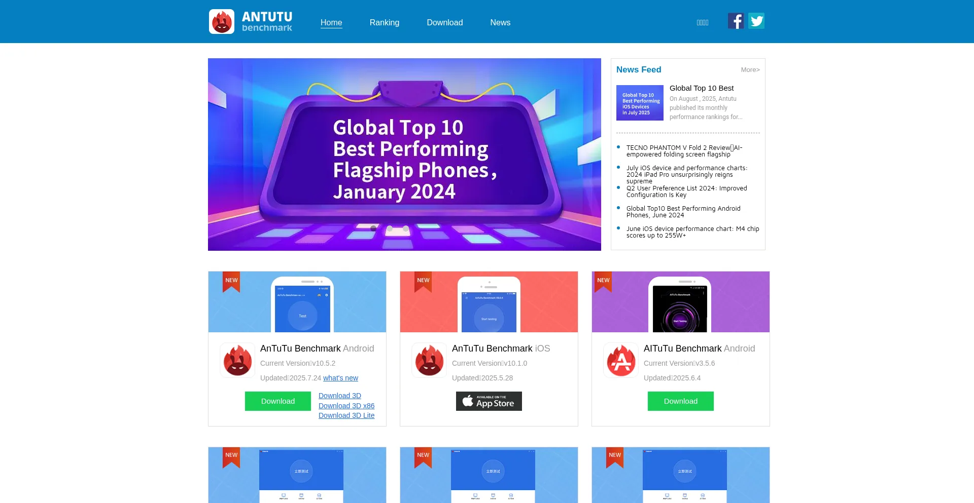 Website screenshot of Antutu.com