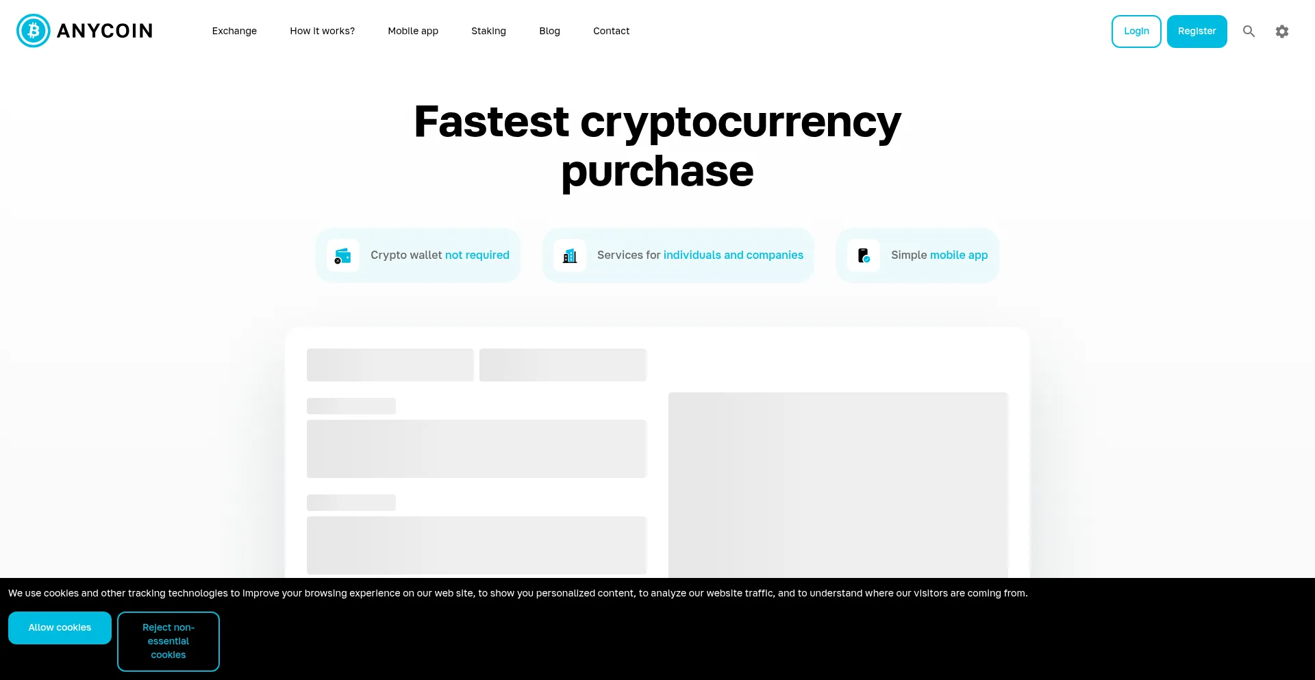 Website screenshot of Anycoin.cz