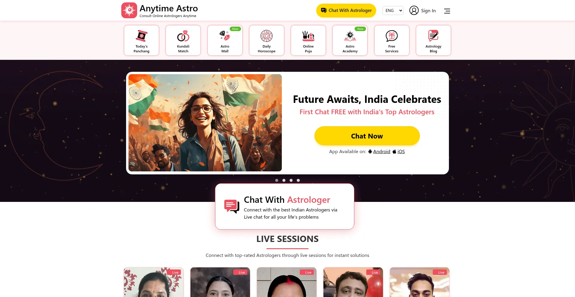 Website screenshot of Anytimeastro.com