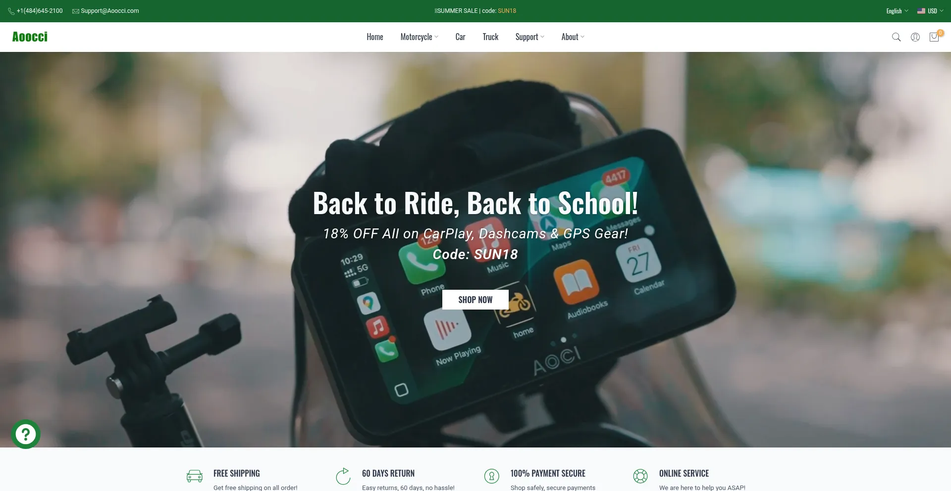 Website screenshot of Aoocci.com